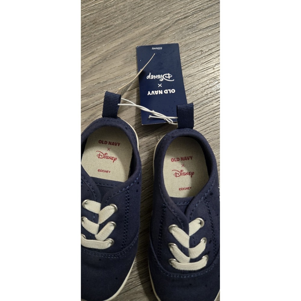 Kids Navy Blue Slip On Sneakers Canvas Casual Shoes White Sole Boys Girls - Picture 4 of 5